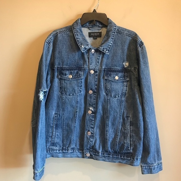 PacSun Jackets & Blazers - PACSUN Size Large Denim Jean Jacket Distressed
